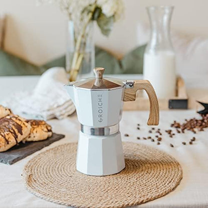 GROSCHE Milano Stovetop Espresso Maker Moka Pot 6 espresso Cup 9.3 oz White