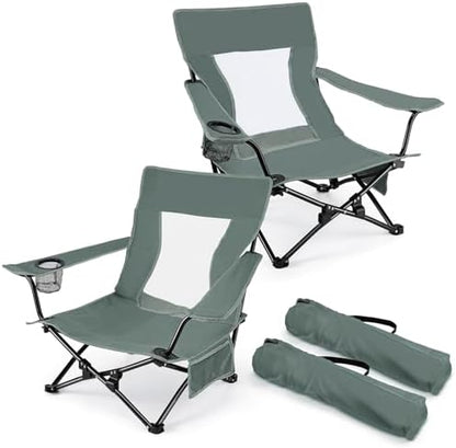 Joyfair Beach Camping Chair (2 Pack), Folding Chair for Adults (Grey)