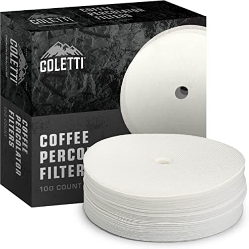 COLETTI Percolator Coffee Filters — Disc Coffee Filters For Percolators – For Bozeman, Butte, & Scoutmaster Camping Coffee Makers – Perfectly Tasteless, Mesh Filter [100 pack, Paper, 3.75”]