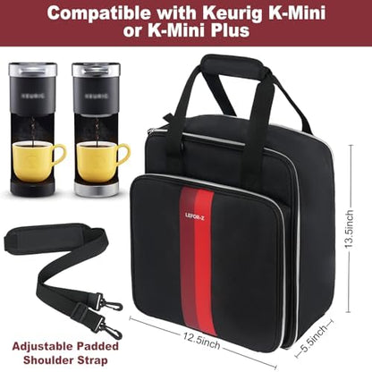 LEFOR·Z Coffee Maker Travel Bag Compatible with Keurig K-Mini/K-Mini Plus/Mate Plus,Single Serve Coffee Brewer Carrying Case with Multiple Pockets for K-Cup Pods & Accessories(Bag Only)