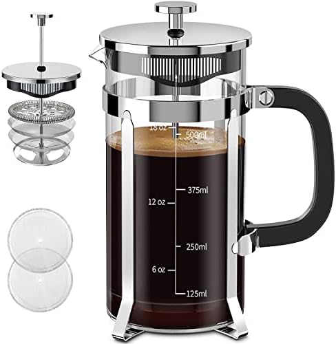 QUQIYSO French Press Coffee Maker 21oz,Borosilicate Glass Coffee Press