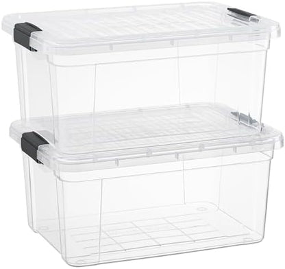 Superio 11 Quart Clear Plastic Storage Boxes with Lids, Stackable Organizer Containers, BPA-Free Storage Bins for Home, Office, School & Dorm, 2 Pack