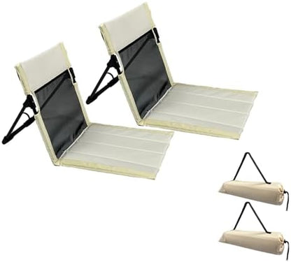 2 Pack Foldable Camping Chairs with Mesh Backrest (Khaki)