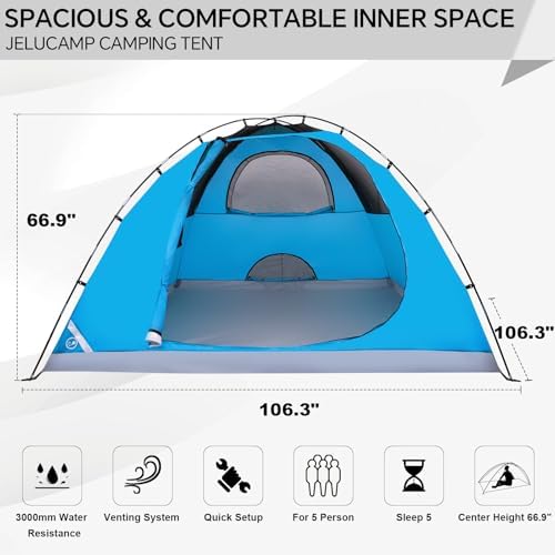JELUCAMP 1/2/4/6 Person Dome Tents for Camping Lightweight Backpacking Tent
