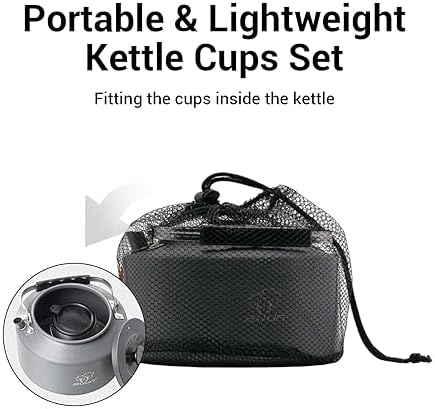 Bulin Camping Kettle, 2.2L Large Portable Camp Tea Coffee Pot With 2 Cups
