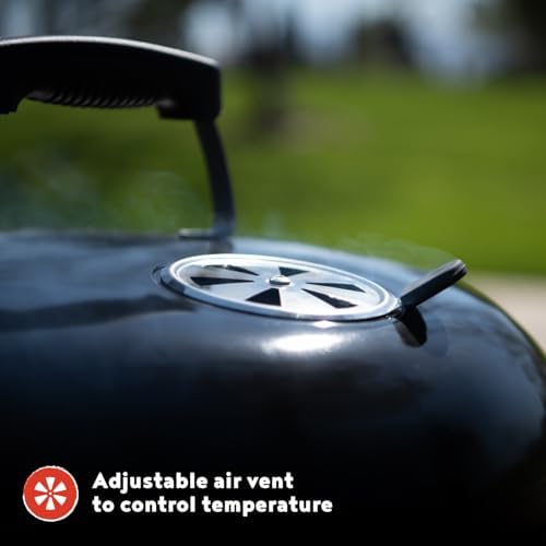 Megamaster 18" Charcoal Grill, Adjustable Air Vent with Storage Rack