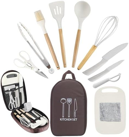 Camping Cooking Utensils Set, Silicone Cookware for Travel BBQ