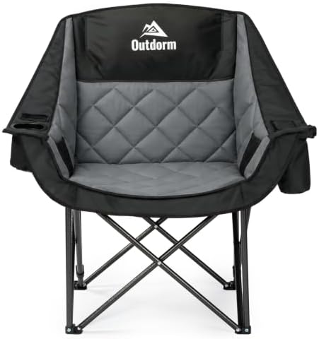 Oversized Camping Chairs for Adults, Folding Chair Support 450 Lb, Black
