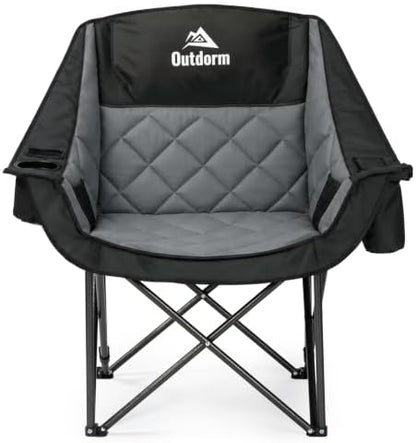 Oversized Camping Chairs for Adults, Folding Chair Support 450 Lb, Black