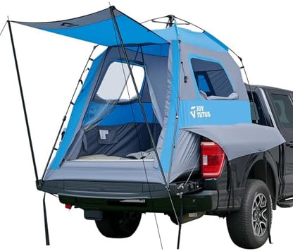 JOYTUTUS Automatic Truck Tent, Easy Set-up, Portable Truck Bed Tent 5.5FT-6.5FT with Rainfly, Truck Camping Tent with Waterproof PU2000mm Double Layer for 2 Person