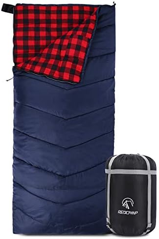 REDCAMP Cotton Flannel Sleeping Bag for Camping Backpacking, Adults Cold Weather Envelope Sleeping Bags with 2/3/4/6lbs Filling