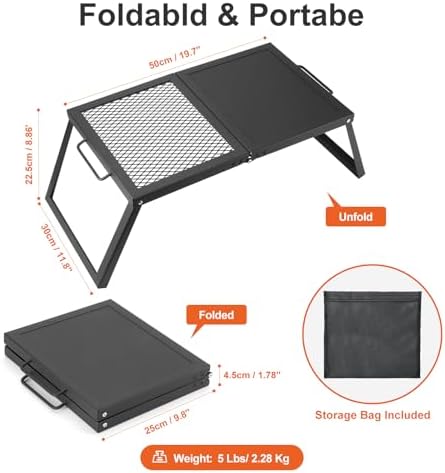 Odoland Portable Folding Charcoal Grills for Outdoor Cooking Bonfire BBQ