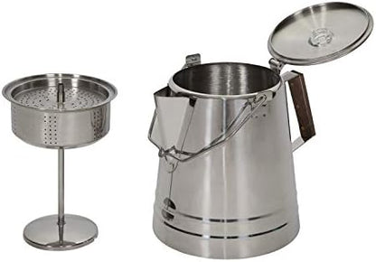Stansport Stainless Steel Percolator Coffee Pot 28 Cups (276-28), Silver