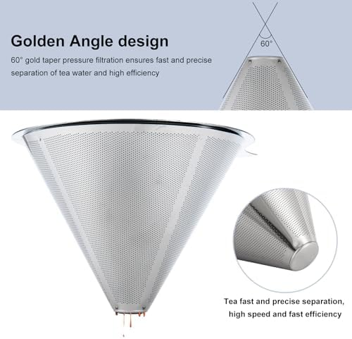 Pour Over Coffee Maker,Coffee Filter,Slow Drip Paperless Stainless Steel Cone Coffee Dripper(2-3 Cup)