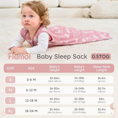 Baby Sleep Sack 12-18 Months 0.5 Tog Soft Sleeping Bag 100% Cotton