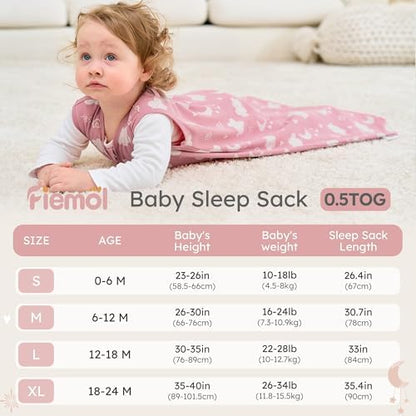 Baby Sleep Sack 12-18 Months 0.5 Tog Soft Sleeping Bag 100% Cotton