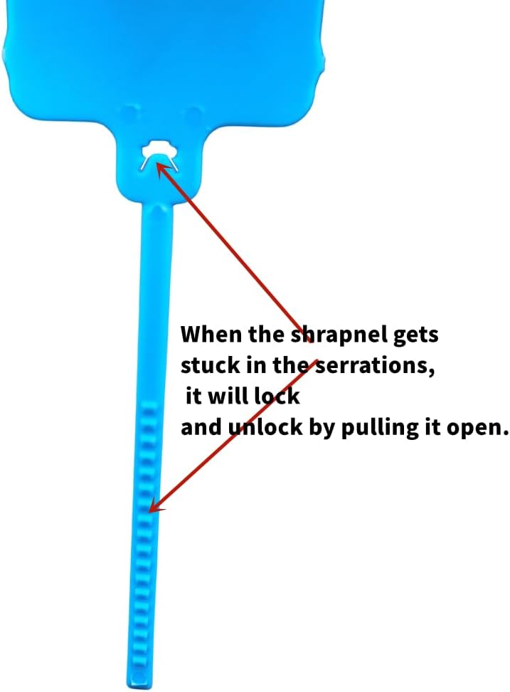 100pcs Reusable Blank Plastic Tags Ties Key Tags 1.45"*2.48" Serrated Tension Sealing Strap with Large Label Plastic Tie Mark Label Waterproof Hang Sign Write on Tag (Blue, 100pcs)