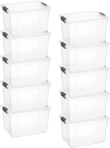 Superio 14.7 Quart Clear Plastic Storage Boxes with Lids, Stackable Organizer Containers, BPA-Free Storage Bins for Home, Office, School & Dorm, 10 Pack