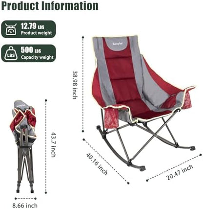 SUNNYFEEL Oversized Folding Rocking Camping Chair 2 Pack, 500lbs Red
