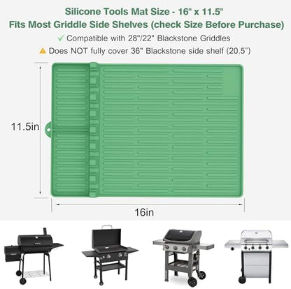Silicone Grill Mat for Blackstone Griddle Accessories, 8-Slot Tool Mat