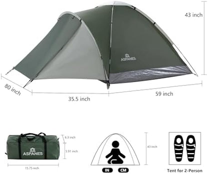 ASFANES Screened Camping Tent, 1-2 Person Waterproof, Haven Tent