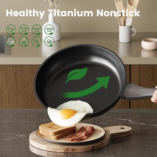 Nonstick Cookware Set, Titanium Coating Pan Set