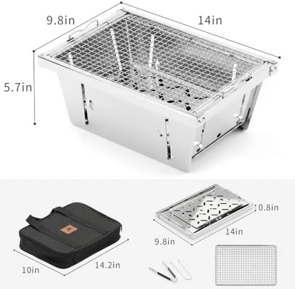 2‑in‑1 Charcoal Grill for IGT Table & Standalone Use, Silver