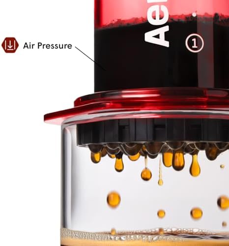 AeroPress Clear Red Coffee Press, French Press, Pour-Over & Espresso Style