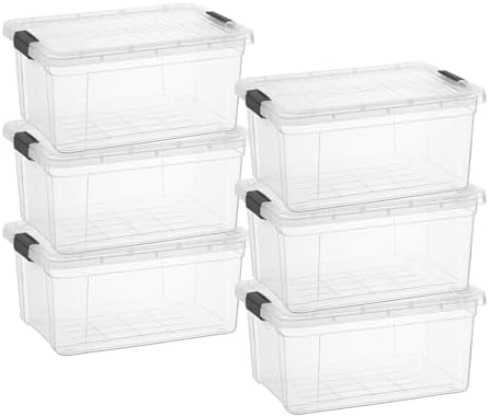 Superio 1.85 Quart Clear Plastic Storage Boxes with Lids, Stackable Organizer Containers, BPA-Free Storage Bins for Home, Office, School & Dorm, 6 Pack
