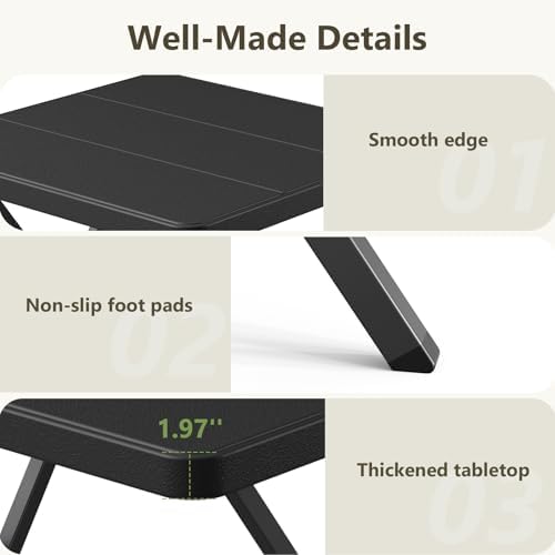 27'' Square Folding Table, Foldable Table No Assembly 400lbs Weight Capacity, Heavy Duty Portable Picnic Card Table for Camping, Patio, Dining, Indoor, Outdoor(Black, 2 Pack)