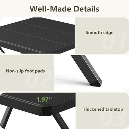 27'' Square Folding Table, Foldable Table No Assembly 400lbs Weight Capacity, Heavy Duty Portable Picnic Card Table for Camping, Patio, Dining, Indoor, Outdoor(Black, 2 Pack)
