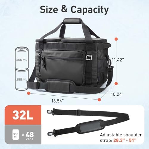 TOURIT 2-Zone Soft Cooler Bag 30/48 Cans, Dry & Wet Insulated Beach Cooler
