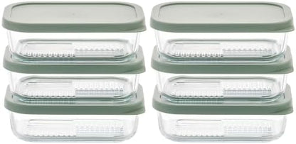 DURA LIVING Glass Food Storage Containers with Lids — 12 Piece — 17.6 oz Glass with BPA-Free Leak Resistant Stackable Lids — Microwave, Oven & Dishwasher Safe — Ideal for Meal Prep & More - Soft Sage