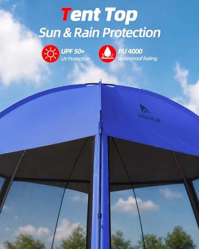 Abahub Portable Screen House Tent for 4-6 Person, 9.8x9.8x6.7 ft, Blue