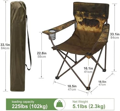 Camping Chairs 2 Pack with Animal Print,Folding Lawn Chair with Cup Holder & Carry Bag for Outdoor,Sports,Beach,Fishing,Sports