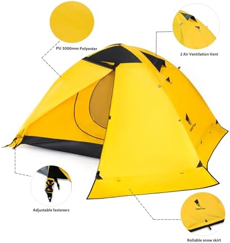 GEERTOP 2 Person Backpacking Tent, Lightweight Waterproof 4-Season Tent