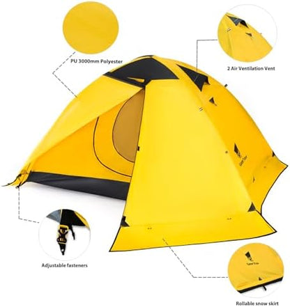 GEERTOP 2 Person Backpacking Tent, Lightweight Waterproof 4-Season Tent