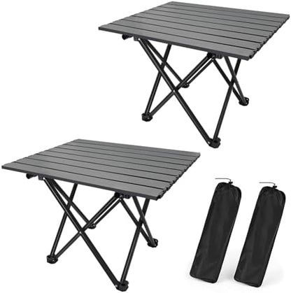 2 Pack Camping Table Foldable, Portable Folding Beach Table, Black-M