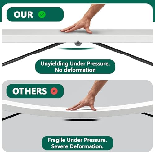 6FT Folding Table, Heavy Duty Plastic Fold-in-Half Utility Table with Handle, Portable Camping Picnic Table with Steel Legs for Indoor Outdoor Party, Dining, White,2 Pack