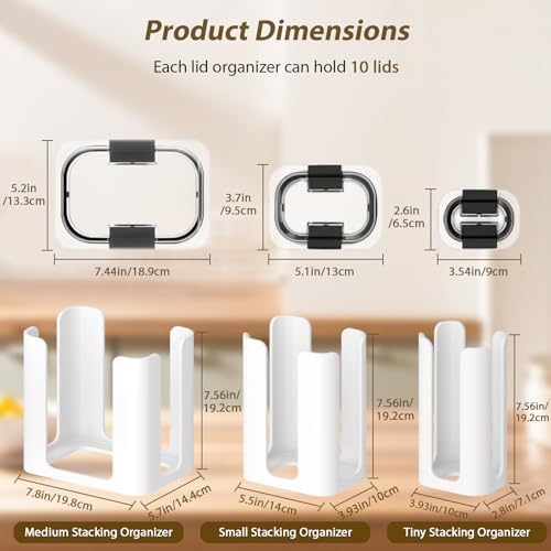 Lid Organizer for Rubbermaid Brilliance Nap-on Lids for 4.7/3.2/1.3/0.5 Cup