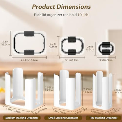 Lid Organizer for Rubbermaid Brilliance Nap-on Lids for 4.7/3.2/1.3/0.5 Cup