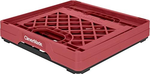 CleverMade Collapsible Milk Crates, 25L 1 Pack, 50 lb, Brick Red