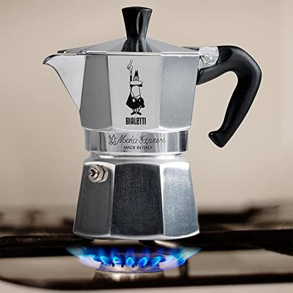 Bialetti Moka Express Iconic Italian Stovetop Espresso Maker (Natural Silver, 6 Cups)