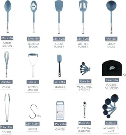 Kitchen Utensils Set 35 PCS Cooking Utensils Set, Nonstick and Heat Resistant Nylon Stainless Steel Silicone Spatula Set - Kitchen Gadgets Home Essentials Kitchen Accessories, Apartment Must Haves