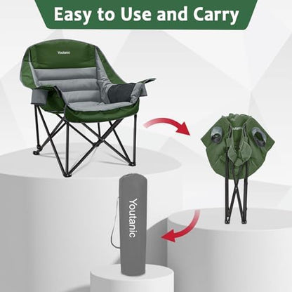 Youtanic Oversized Padded Camping Chair, Portable Folding Camping Chairs