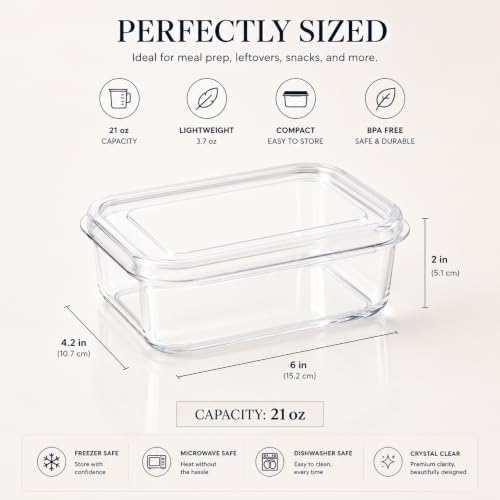 Lustroware Micro Clear Transparent Food Storage Containers with Lids – BPA-Free, Shatterproof, Dishwasher & Microwave Safe, 21oz Stackable Refrigerator Organizer Bins, Made in Japan, Set of 12