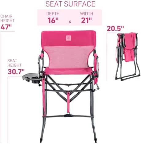 EVER ADVANCED Portable 30.7" Seat Height Tall Camping Directors Chair