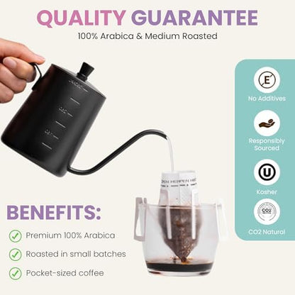 Mondo Drip Coffee Mix (10-Pack Variety), Single Serve Pour Over Filter Bags, Pre-Filled 100% Arabica, Medium Roast