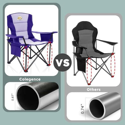 Colegence Oversized Heavy Duty Camping Chairs, 2 Pack, 450 lb, Deep Purple
