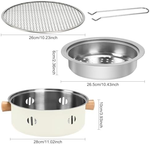 Portable Charcoal Barbecue Grill, 1pc Small Outdoor Camping Grill (Beige)